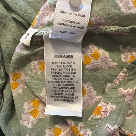 Emerson Fry India Collection Floral Green Midi L Dress Boho Cottagecore Organic - Picture 12 of 13